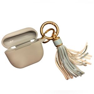 Grey Silicone Airpods 3 case cover with gold keychain